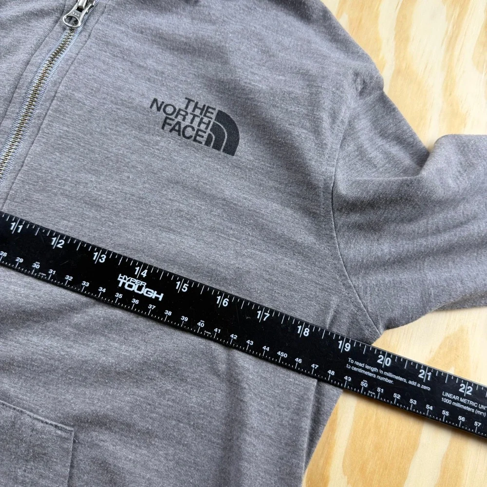 The North Face Mens Gray Full Zip Hoodie Standard Fit Small Heathered Logo